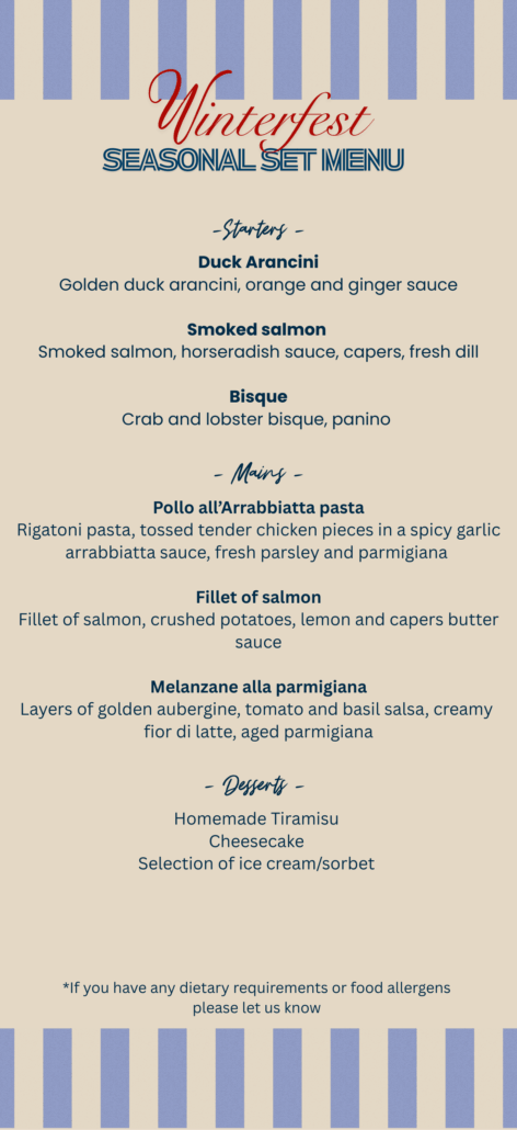 winterfest seasonal set menu